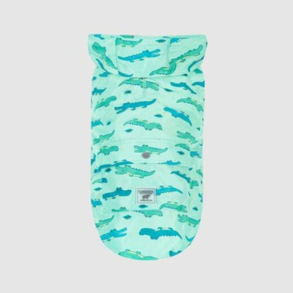 DOG PUPPY GREEN ALLIGATOR PONCHO RAINCOAT - Picture 2 of 4